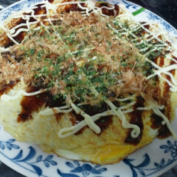 材料3つ!そうめんのお好み焼き